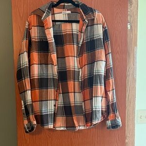 Sonoma Men's Orange and Black Plaid Shirt